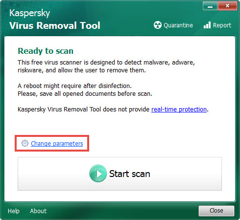 Kaspersky Virus Removal Tool windows