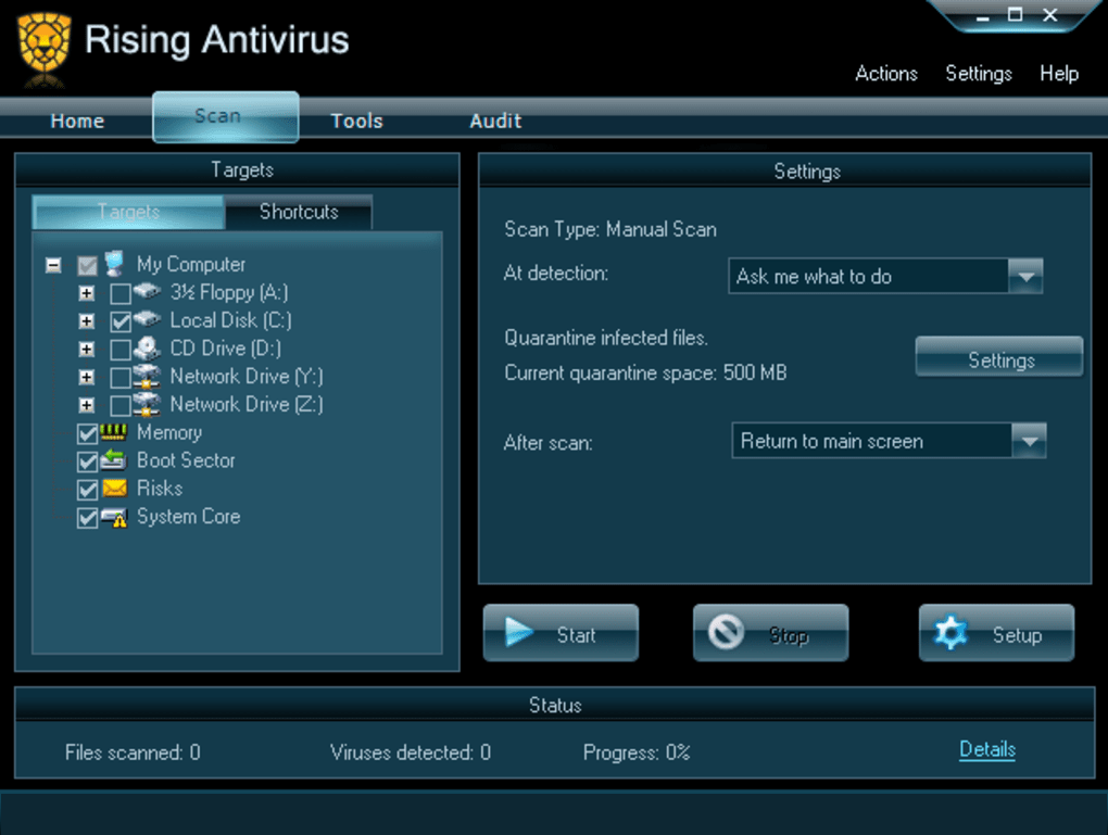 Rising Antivirus windows